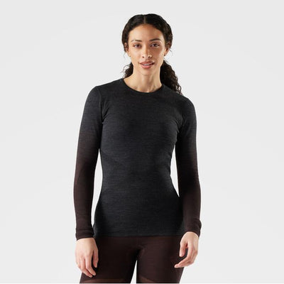 Smartwool Women's Intraknit Thermal Merino Base Layer Crew - Charcoal-Mink Stripe