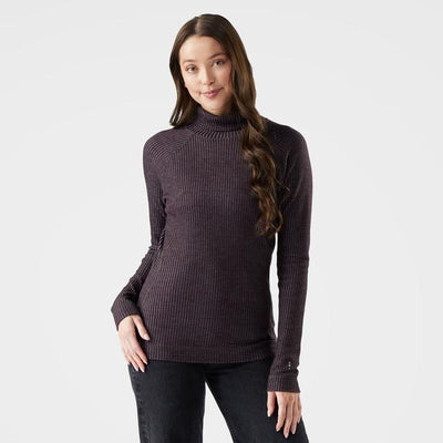 Smartwool Women's Thermal Merino Rib Turtleneck - Mink-Chalk Violet Heather