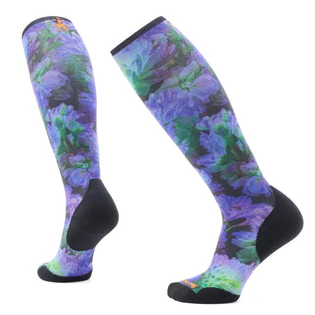 Smartwool Women's Ski Targeted Cushion Electric Lotus Print OTC Socks - Black