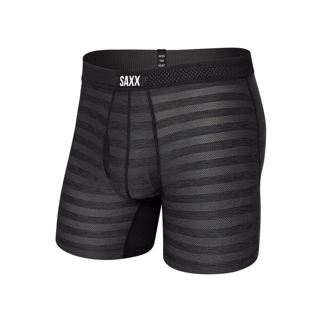 SAXX Droptemp Cooling Mesh Boxer Brief Fly - Black Heather