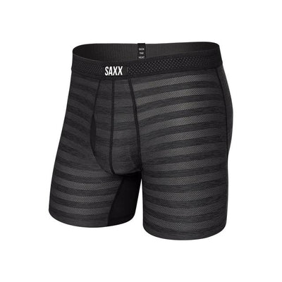 SAXX Droptemp Cooling Mesh Boxer Brief Fly - Black Heather