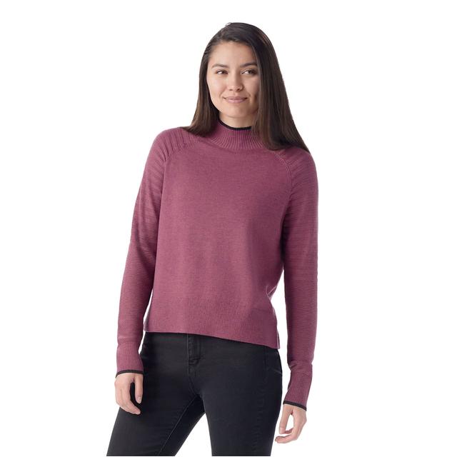 Smartwool Women's Edgewood Mock Neck Sweater - Garden Pink-Eggplant