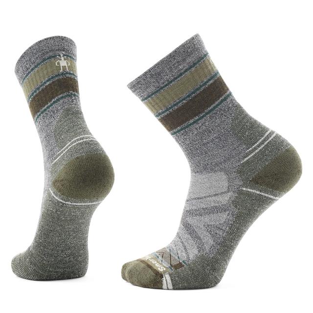 Smartwool Hike Light Cushion Striped Mid Crew Socks - Ash-Charcoal