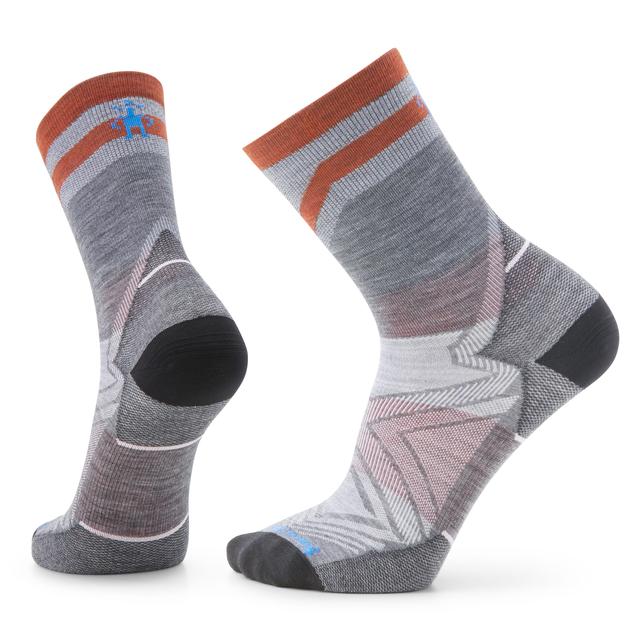 Smartwool Run Zero Cushion Mid Crew Pattern Socks - Medium Gray
