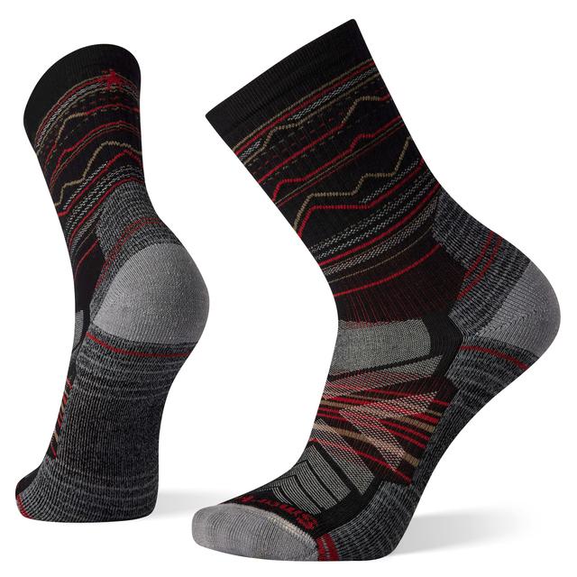 Smartwool Hike Light Cushion Mountain Range Pattern Crew Socks - Black