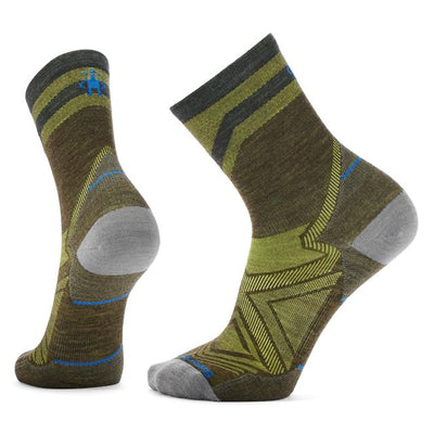 Smartwool Run Zero Cushion Mid Crew Pattern Socks - Military Olive