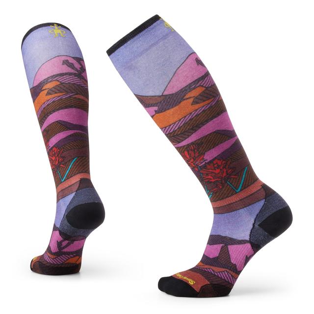 Smartwool Women's Ski Zero Cushion Floral Field Print OTC Socks - Picante