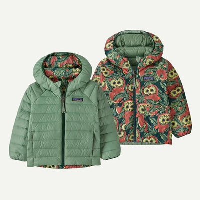 Patagonia Baby Reversible Down Sweater Hoody 1 - Saw See Owl: Cascade Green