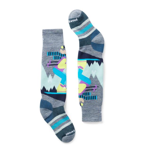 Smartwool Kids' Wintersport Full Cushion Mountain Moose Pattern OTC Socks - Pewter Blue