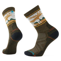 Smartwool Hike Light Cushion Mountain Moose Crew Socks - Military Olive