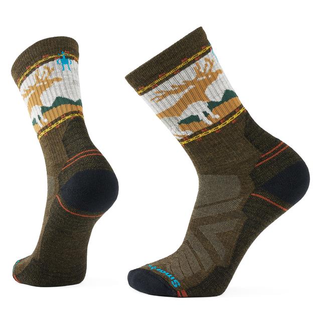 Smartwool Hike Light Cushion Mountain Moose Crew Socks - Military Olive