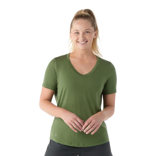 Smartwool Women's Active Ultralite V-Neck Short Sleeve - Fern Green