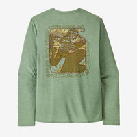 Patagonia Men's Long-Sleeved Cap Cool Daily Graphic Shirt - Lands - Made Of: Ellwood Green X-Dye