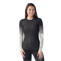 Smartwool Women's Intraknit Thermal Merino Base Layer Crew - Black-White Stripe