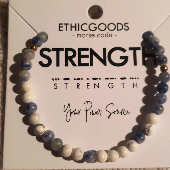Morse Code Bracelet - Blue / White Quartz