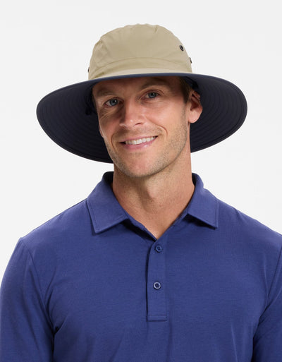 Traveller Broad Brim Sun Hat Upf 50 - Beige/Navy