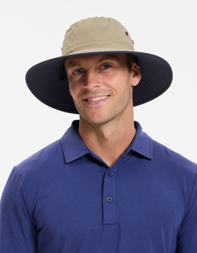 Traveller Broad Brim Sun Hat Upf 50 - Beige/Navy