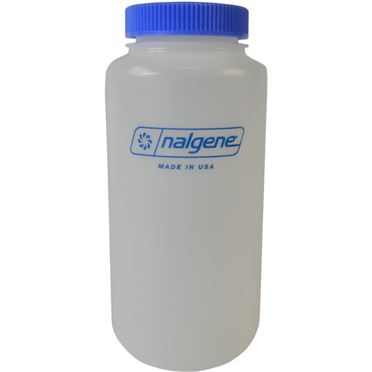 Nalgene HDPE wide-mouth storage bottle, 32 oz, blue loopless cap