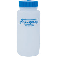 Nalgene wide-mouth HDPE storage bottle, 16 oz, blue loopless cap