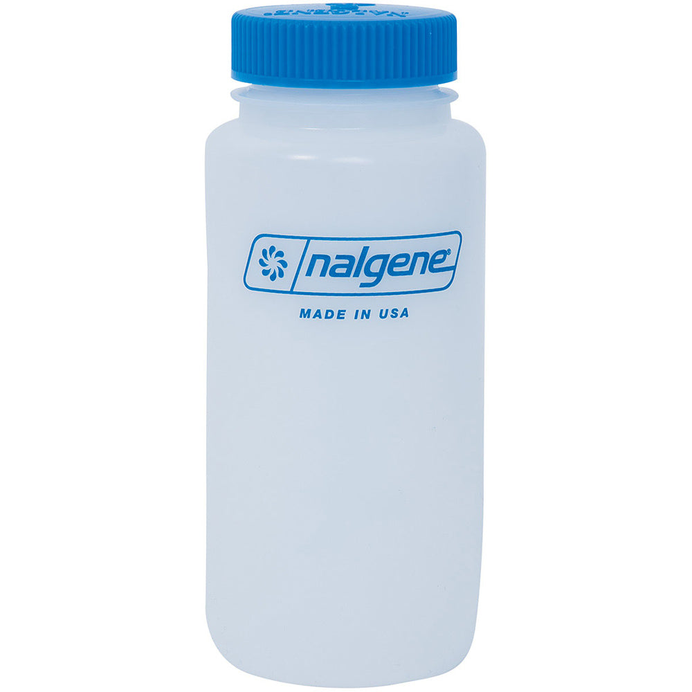 Nalgene wide-mouth HDPE storage bottle, 16 oz, blue loopless cap