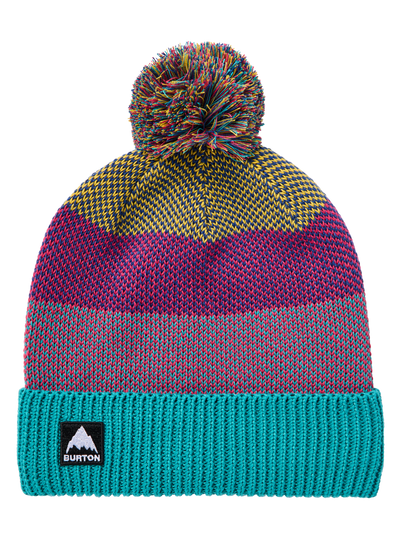 Kids' Fleece-Lined Pom Beanie - Goldenrod/Azalea Pink/Pacific Teal