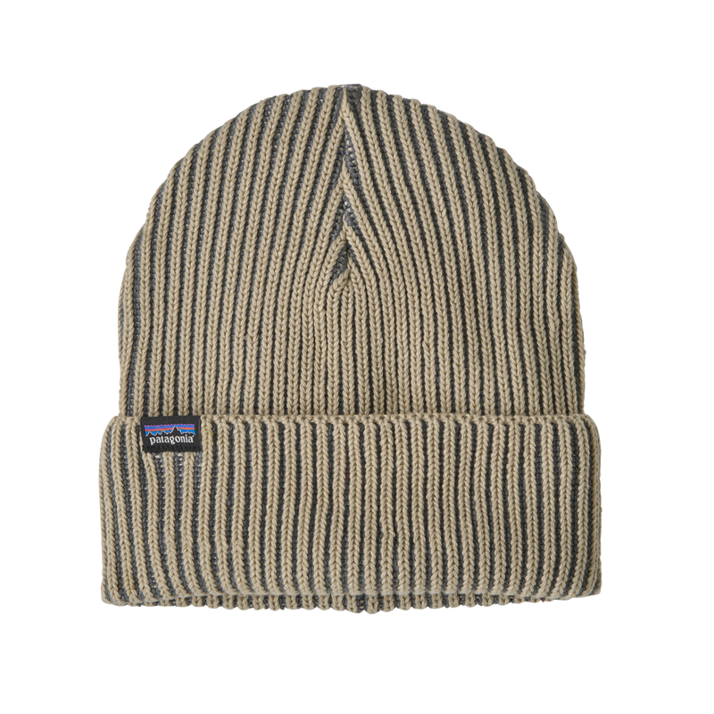 Fisherman's Rolled Beanie - Contrast Stripe: Weathered Stone