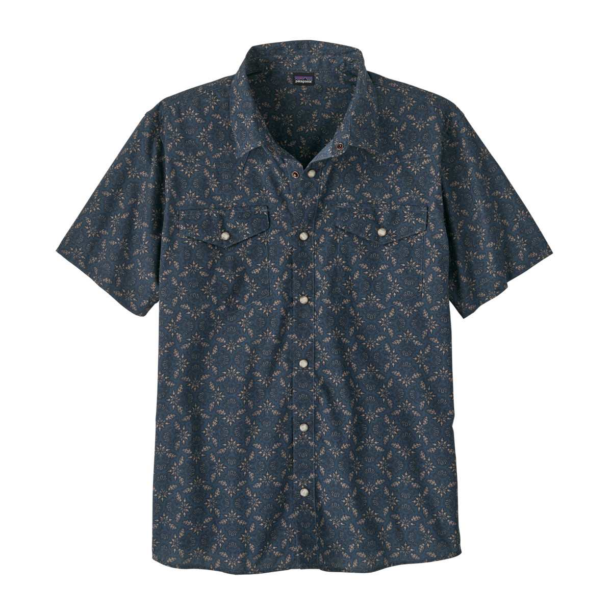 Mens Go To Western Shirt - Blizzard Bloom: Tidepool Blue