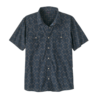 Mens Go To Western Shirt - Blizzard Bloom: Tidepool Blue