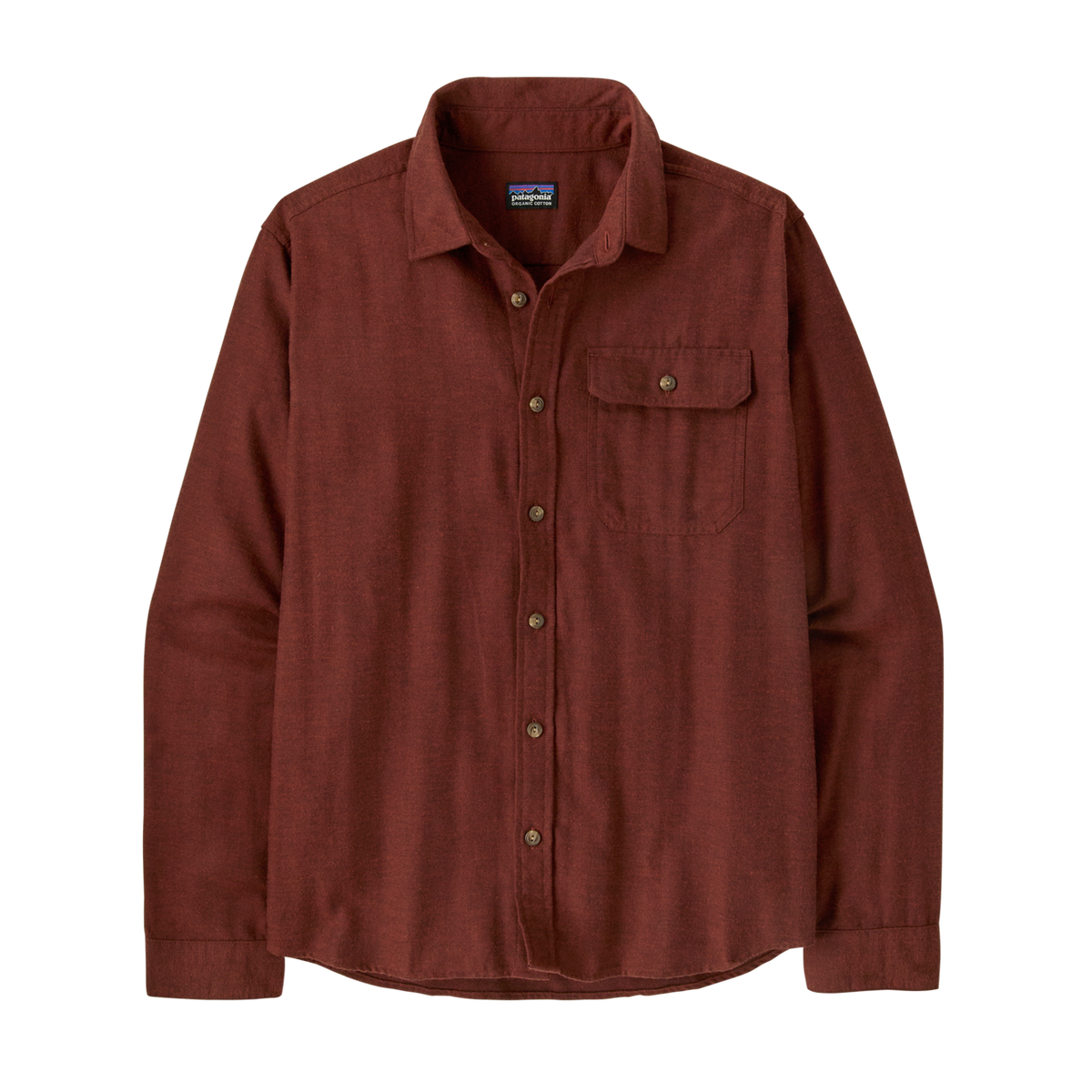 Mens Long Sleeved Lightweight Fjord Flannel Shirt - Mirror Weave: Rusty Red