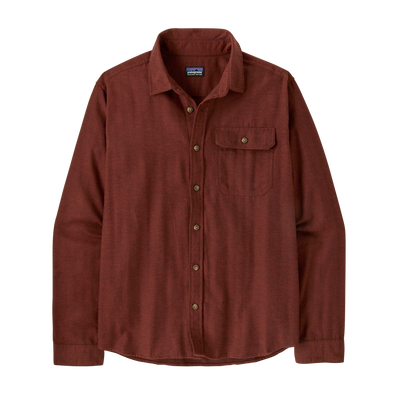 Mens Long Sleeved Lightweight Fjord Flannel Shirt - Mirror Weave: Rusty Red
