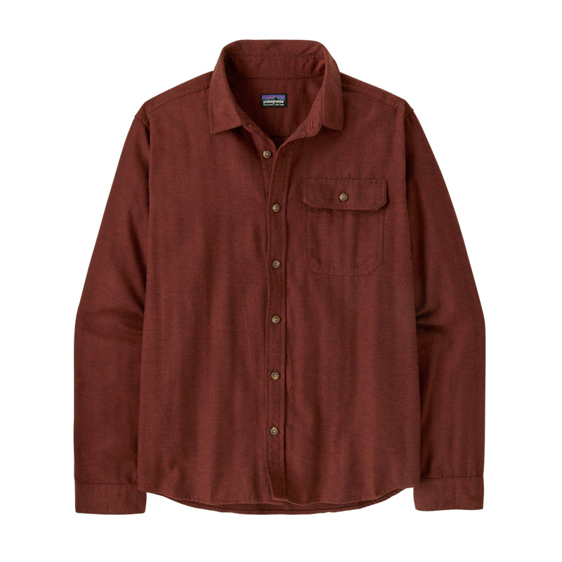 Mens Long Sleeved Lightweight Fjord Flannel Shirt - Mirror Weave: Rusty Red