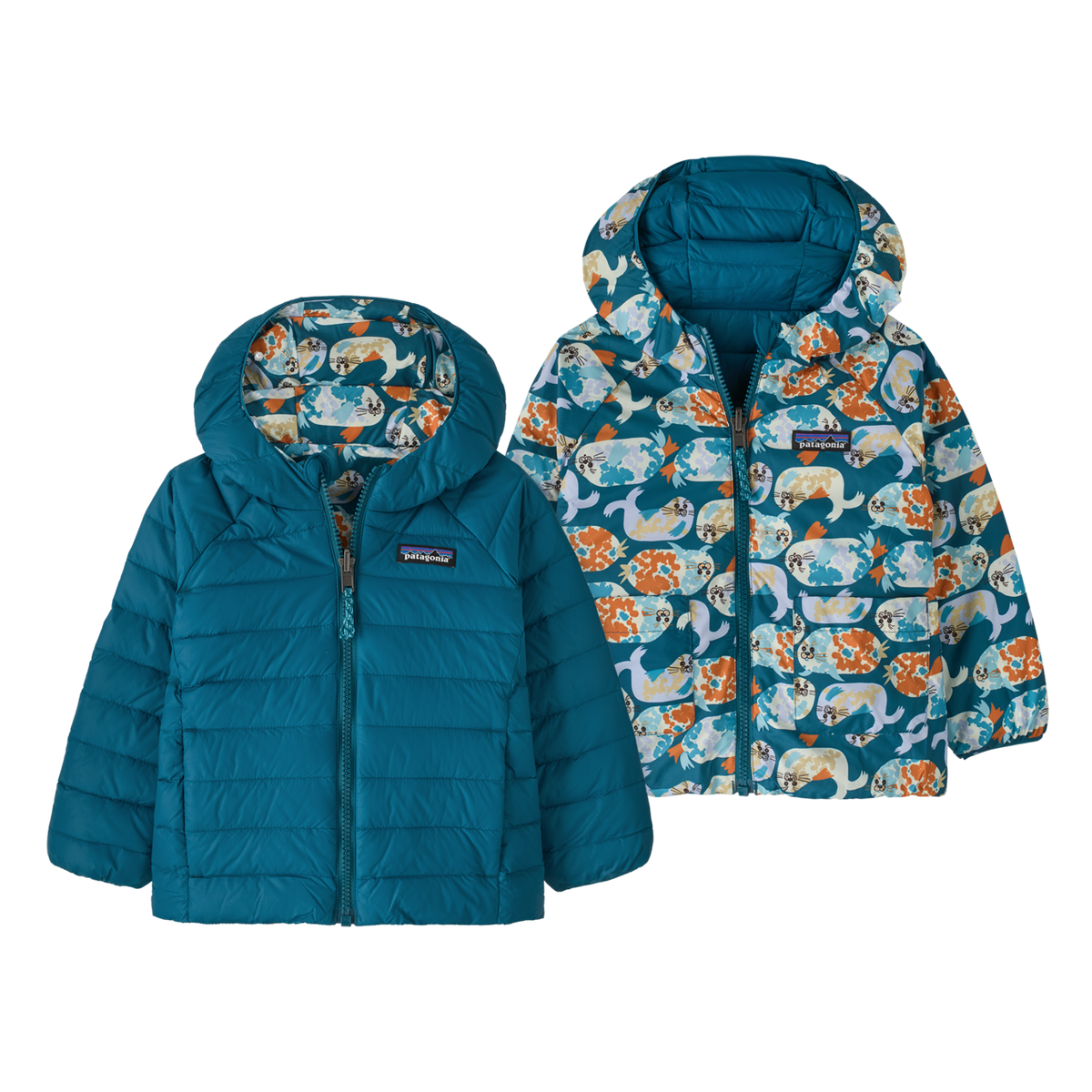 Patagonia Baby Reversible Down Sweater Hoody 1 - Blubby: Glacial Blue
