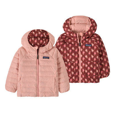 Patagonia Baby Reversible Down Sweater Hoody 1 - Snow Ditsy: Rusty Red