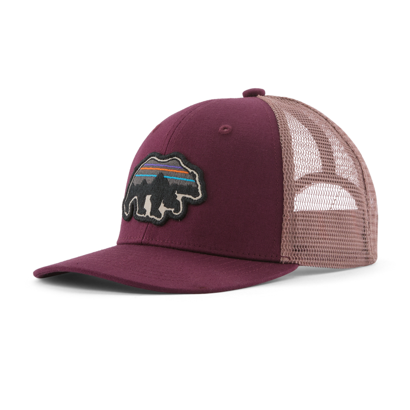 173913 Patagonia Kids Trucker Hat - Back for Good Bear: Berry Fig