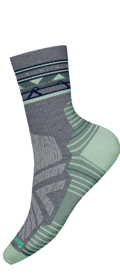 Womens Hike Light Cushion Zig Zag Valley Mid Crew Socks - Medium Gray