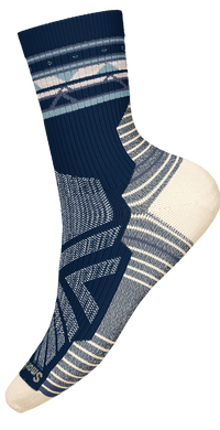 Womens Hike Light Cushion Zig Zag Valley Mid Crew Socks - Deep Navy
