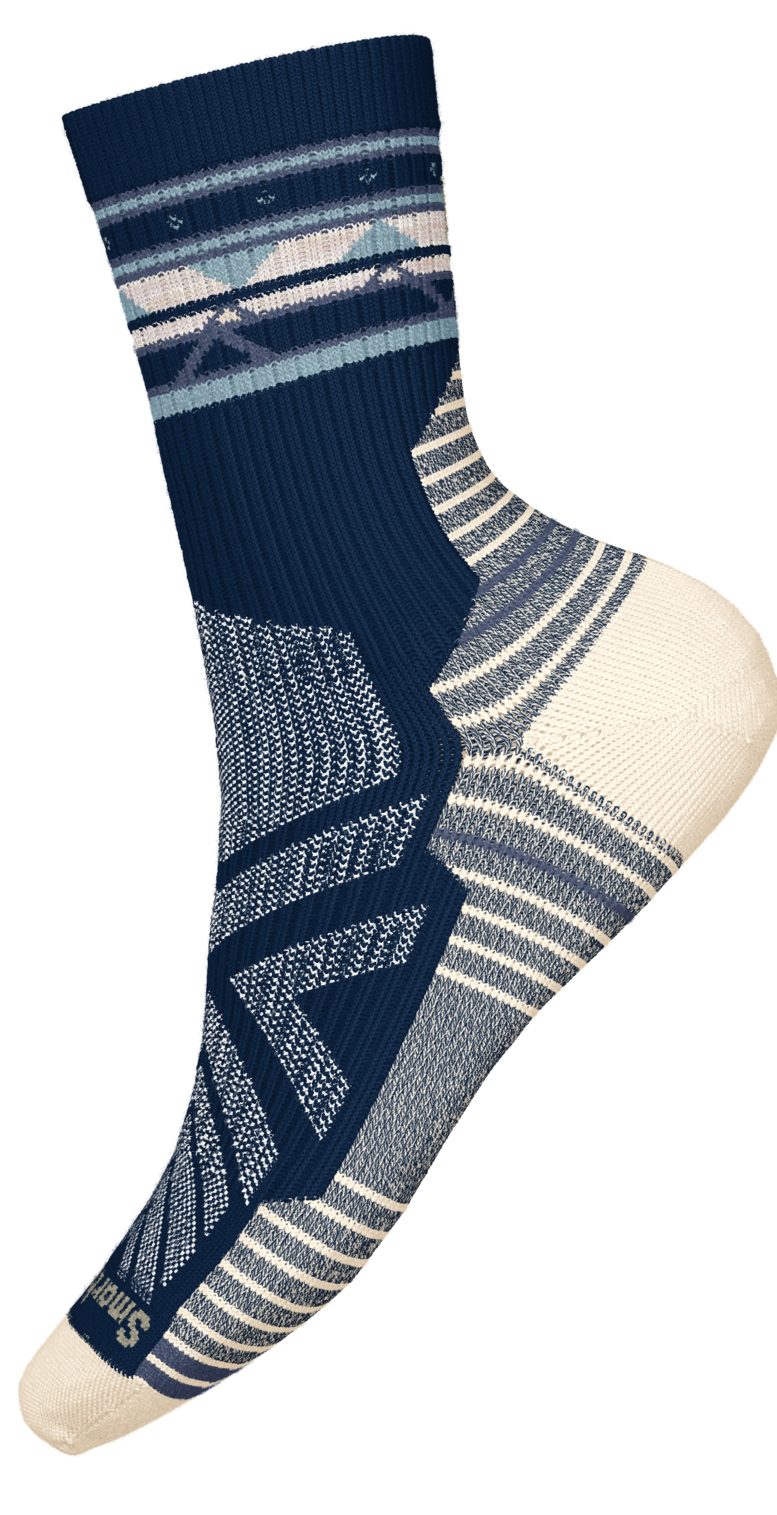 Womens Hike Light Cushion Zig Zag Valley Mid Crew Socks - Deep Navy
