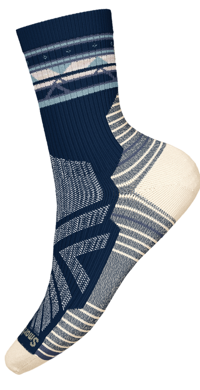 Womens Hike Light Cushion Zig Zag Valley Mid Crew Socks - Deep Navy
