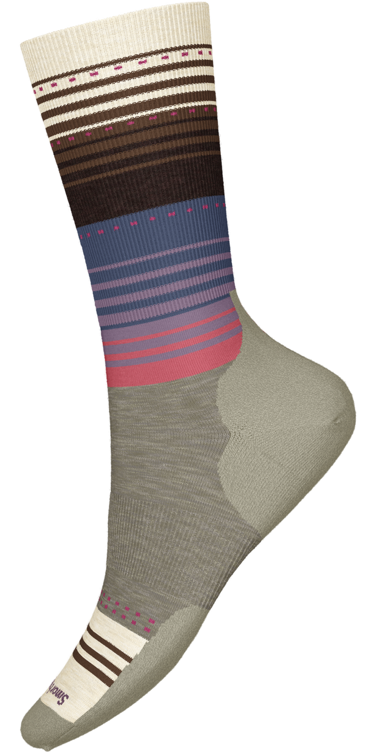 Womens Everyday Stitch Stripe Crew Socks - Fossil-Chestnut