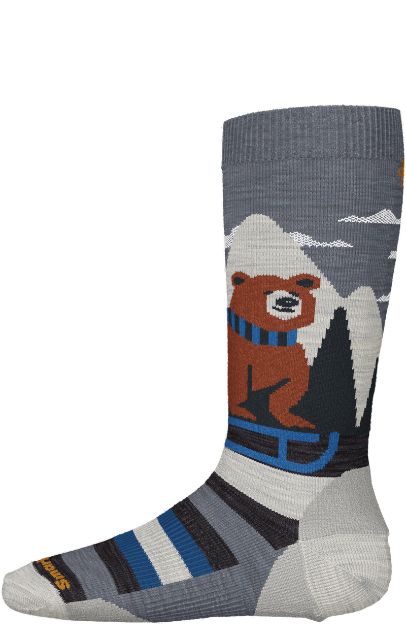 Kids' Ski Light Cushion Sleigh Bear OTC Socks - MEDIUM GRAY