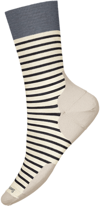 Womens Everyday Pin Stripe Crew Socks - Natural