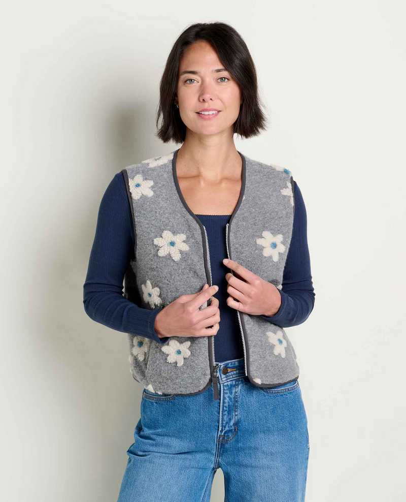 Women's Sespe Sherpa Vest - Heather Grey Pattern