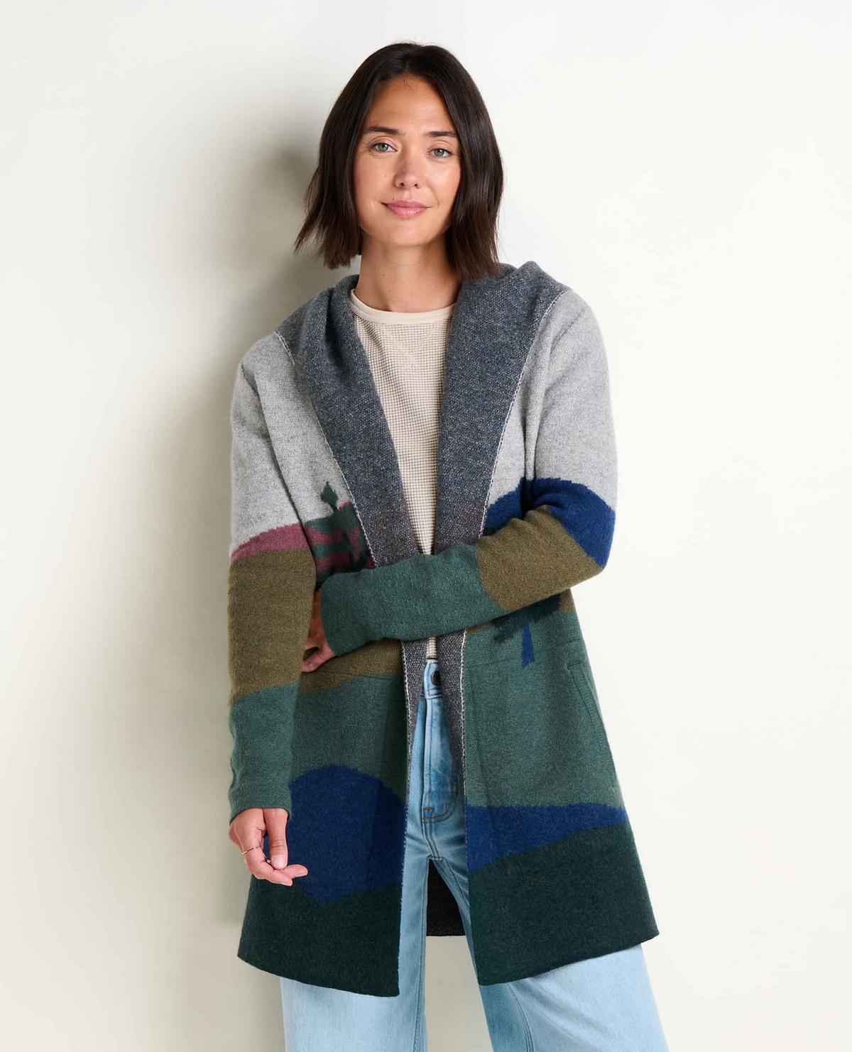 Women's Merino Heartfelt Hoodie - Pelican Pattern