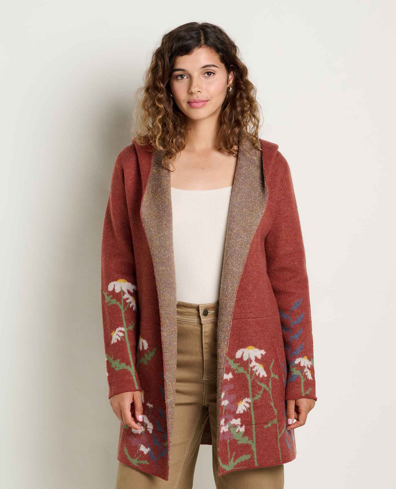 Women's Merino Heartfelt Hoodie - Sundown Pattern