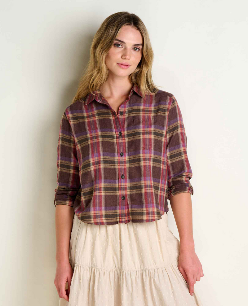 Women's Re-Form Flannel Boxy LS Shirt - Carob Pattern