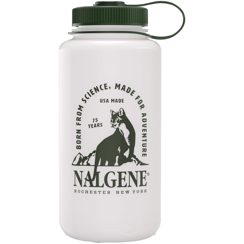 Wide Mouth Hdpe Water Bottles With Loop Top Lids - 75th Anniversary 32oz
