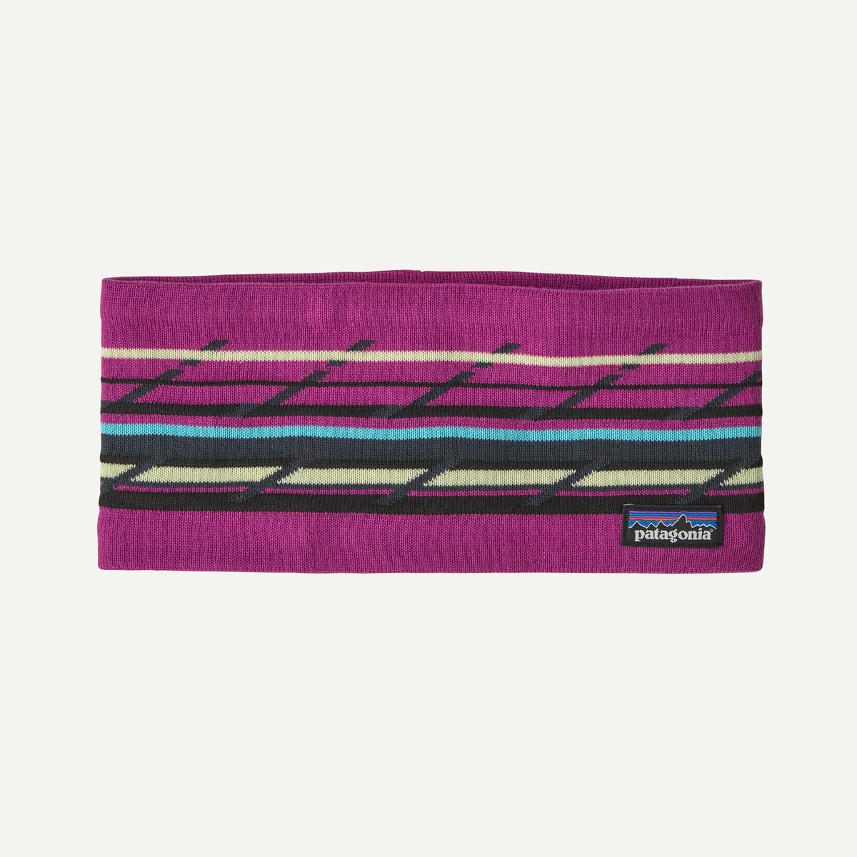 Patagonia Powder Town Headband in Mountain Minded Geo: Amaranth Pink