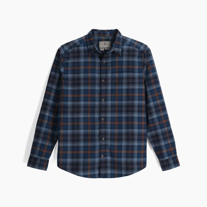 Mens Lieback Organic Cotton Flannel L S - Naval Tahoe Plaid