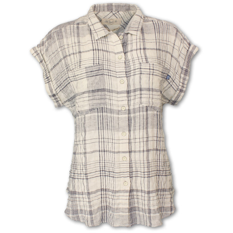 Women’s Short Sleeve Gauze Plaid Shirt