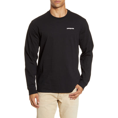 Patagonia Men's Long-sleeved P-6 Logo Responsibili-Tee - Black
